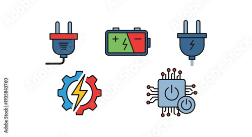 Power Module Line flat style color illustration