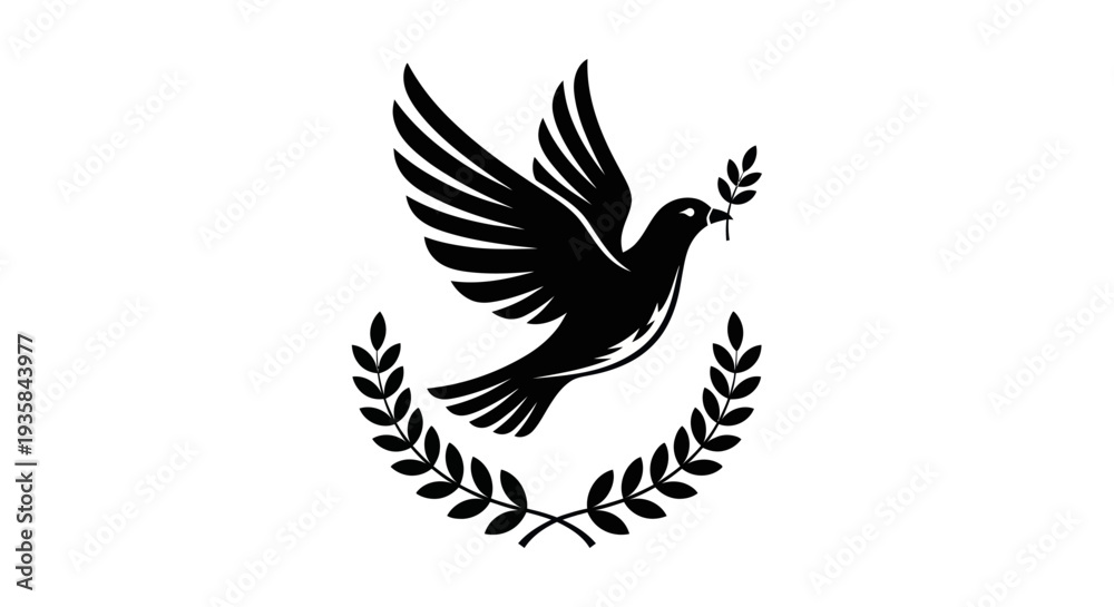 Obraz premium Flying dove with olive branch vector
