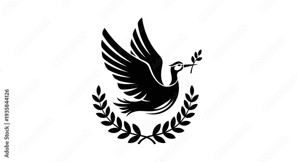 Obraz premium Flying dove with olive branch vector