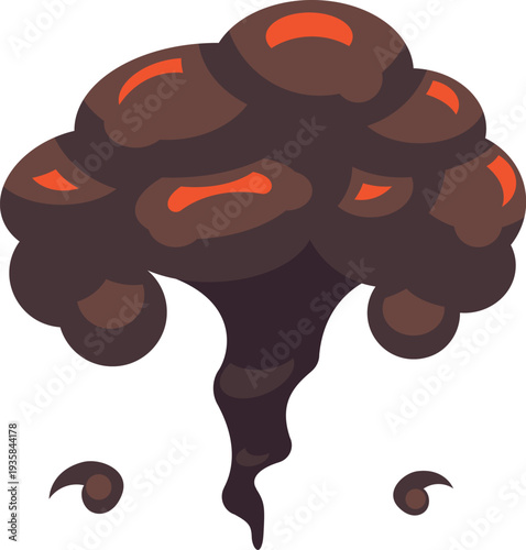 Black smoke effect of bomb explosion. Blast icon