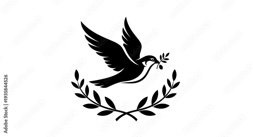 Fototapeta premium Flying dove with olive branch vector