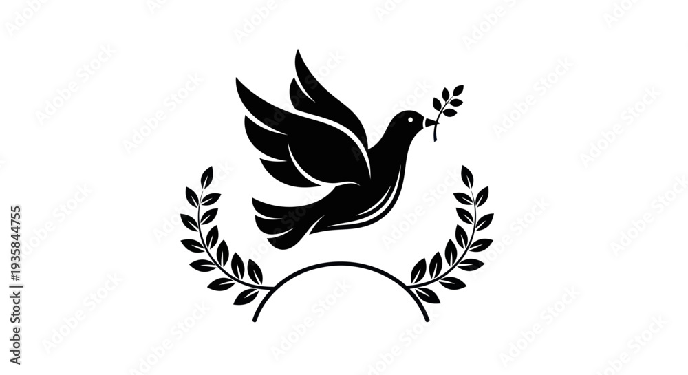 Obraz premium Flying dove with olive branch vector
