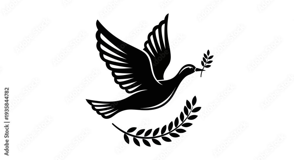 Obraz premium Flying dove with olive branch vector