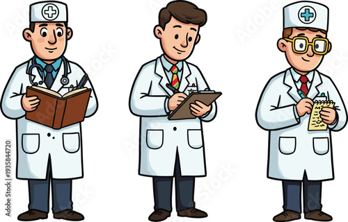 Cartoon barber characters set with diverse hairstyles professional hairdresser icons isolated flat vector illustration grooming salon concept collection design pack