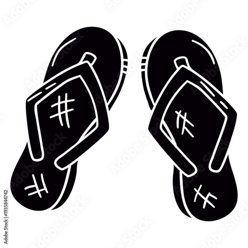 Thong sandles hand drawn symbol black