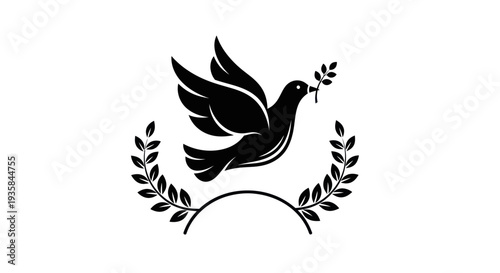 Flying dove with olive branch vector