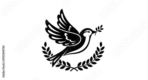 Flying dove with olive branch vector