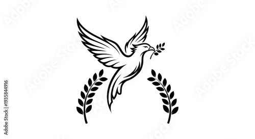 Flying dove with olive branch vector