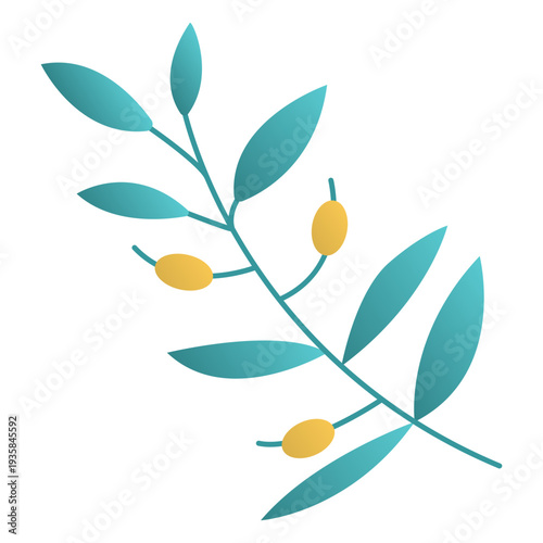 Hanukkah olive plant flat design