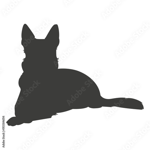 German shepherd laying silhouette