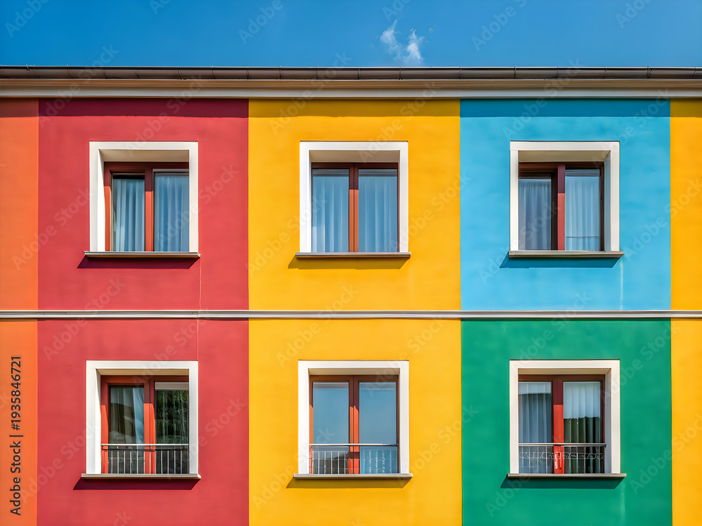 Obraz premium A colorful building with six windows