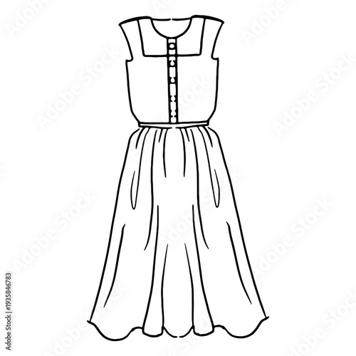 Female vintage sleeveless outfit illustration