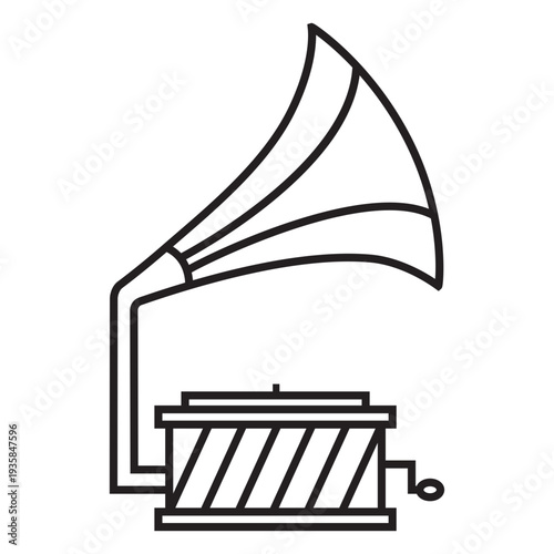 Geometric line gramophone record player stroke