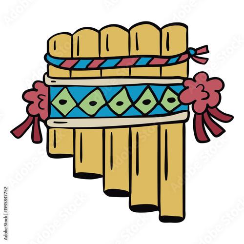 Pan flute instrument illustration
