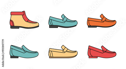 Moccasins Line art vector set modern abstract design illustration