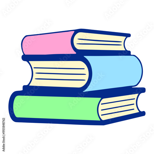 A colorful stack of books in a minimalist vector illustration