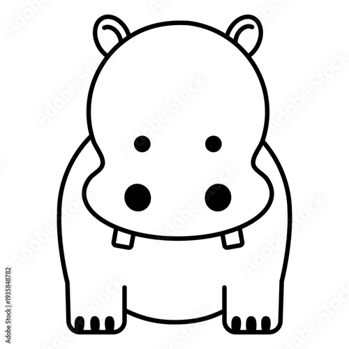 Cute hippo teeth stroke