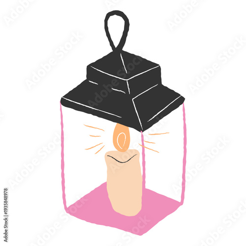 Lantern candle pink and black