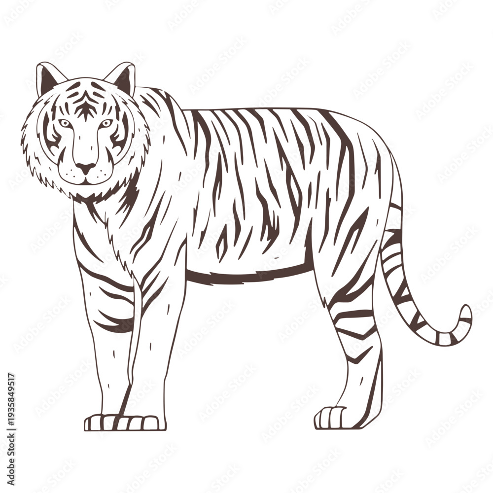Fototapeta premium Side tiger hand drawn