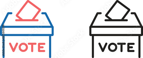 Ballot Box Voting Icon Set with Paper Slip for Election and Democracy Concepts