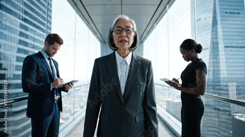 Professionals in Office Setting with City View
