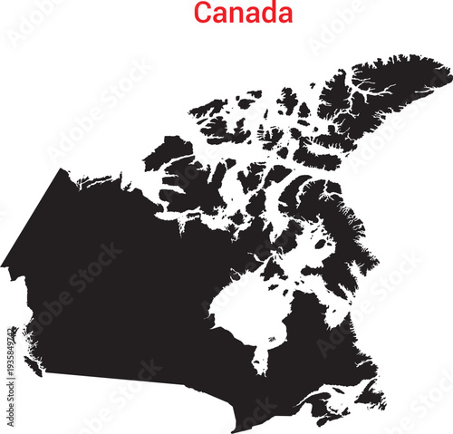 A black silhouette map of canada on a for geographic reference and identification purposes easily
