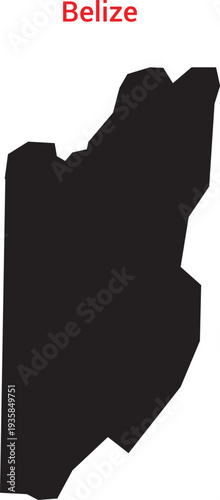A black silhouette map of belize on a for easy identification and geographic reference purposes