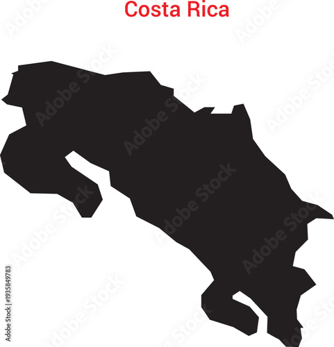 A black silhouette map of costa rica on a for easy geographic identification and reference