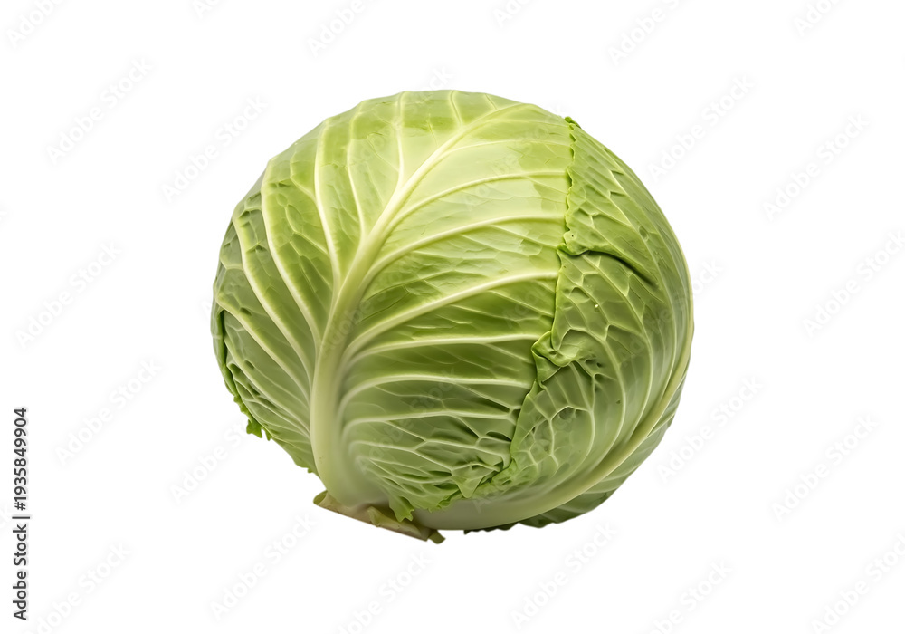 Fototapeta premium Green cabbage isolated on transparent background