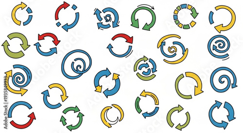 Collection of Circular Arrows and Swirls.