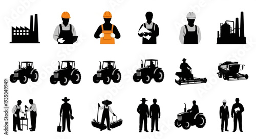 Collection of Industrial and Agricultural Icons.