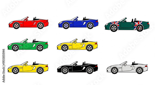 Collection of Colorful Convertible Sports Cars.