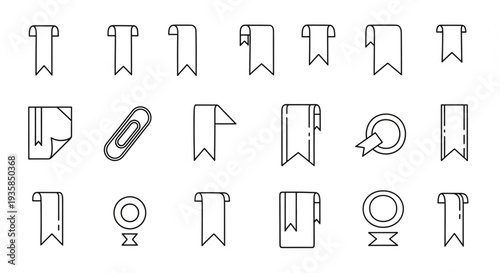 Collection of bookmark icons and symbols.