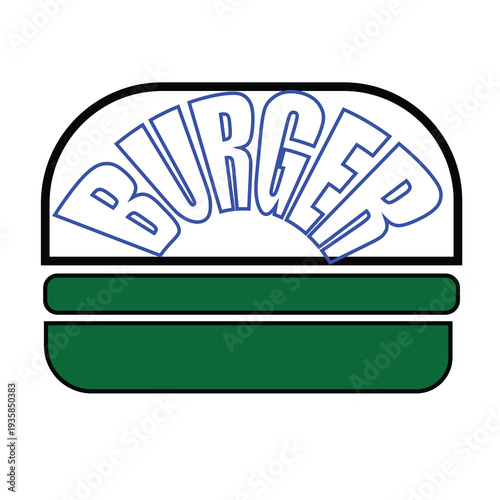 Burger Logo Design with Bold Retro Typography and Classic Fast Food Hamburger Illustration