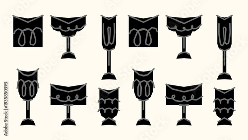 Minimalist Monochrome Cocktail Glass Icon Set in Modern Flat Line Illustration Style for Bar Branding and Nightlife Design