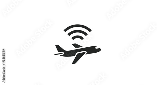 Airplane with wireless connectivity symbol.
