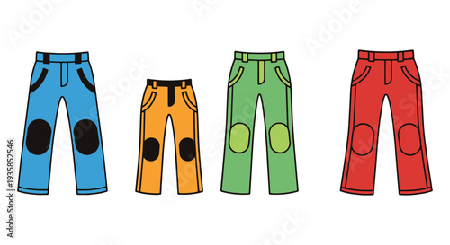 Ski Pants Line art vector set creative tone color illustration
