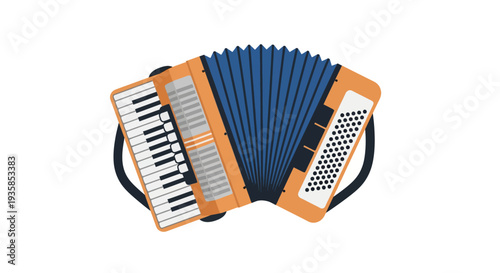 Classic accordion with keys and buttons in flat design