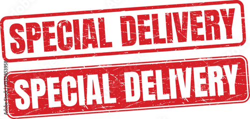 Special Delivery Red Rubber Stamp Grunge Vintage Express Shipping Label Vector