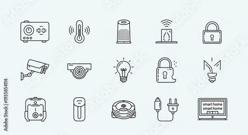 Smart Home Technology Icons Set Vector Illustration.