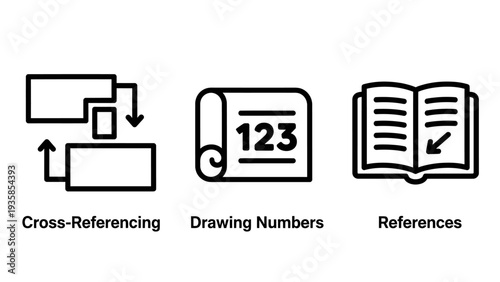 Cross-Referencing, Drawing Numbers, References Icons: Data Management and Organization