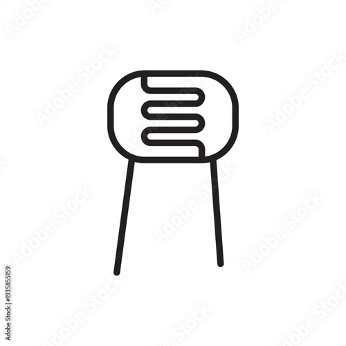Photoresistor icon. A light-dependent resistor design with a characteristic serpentine pattern. Perfect for electronic circuit schematics, engineering diagrams, and technical documentation projects.