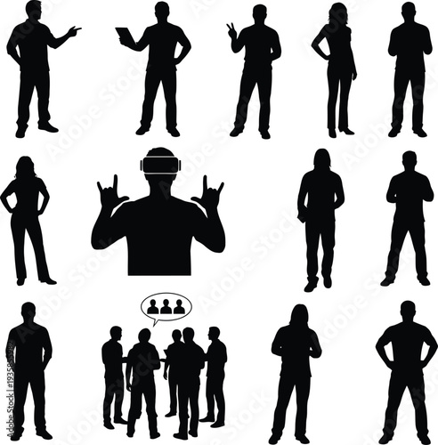People icons diverse actions and poses vector set