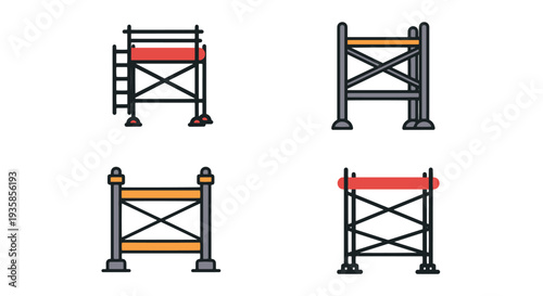 Scaffolding Line art colorful modern vector