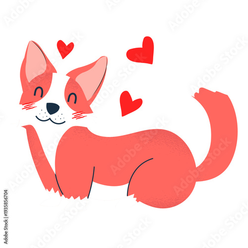 Cute smiling fox flat