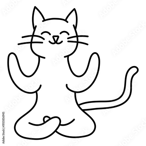 Om yoga cat pose character stroke