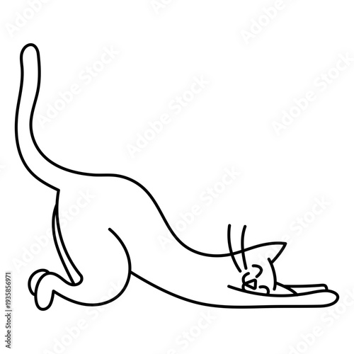Stretch yoga pose cat character stroke