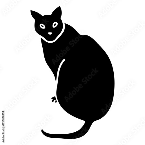 Black cat backwards silhouette