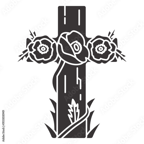 Cross rose grave decoration