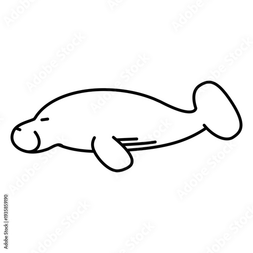 Stroke transparent sideways manatee
